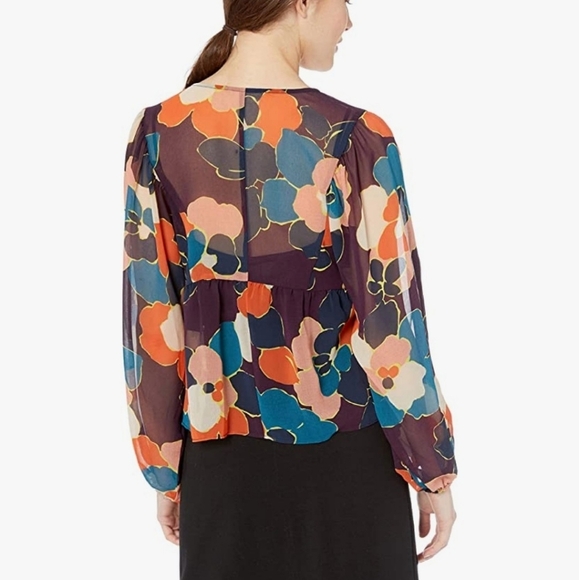 BCBGeneration Babydoll Floral Sheer Top - Picture 4 of 12